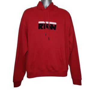 Rawgear Hoodie Mens Large Red Spellout‎ Logo Pullover Sweatshirt Streetwear